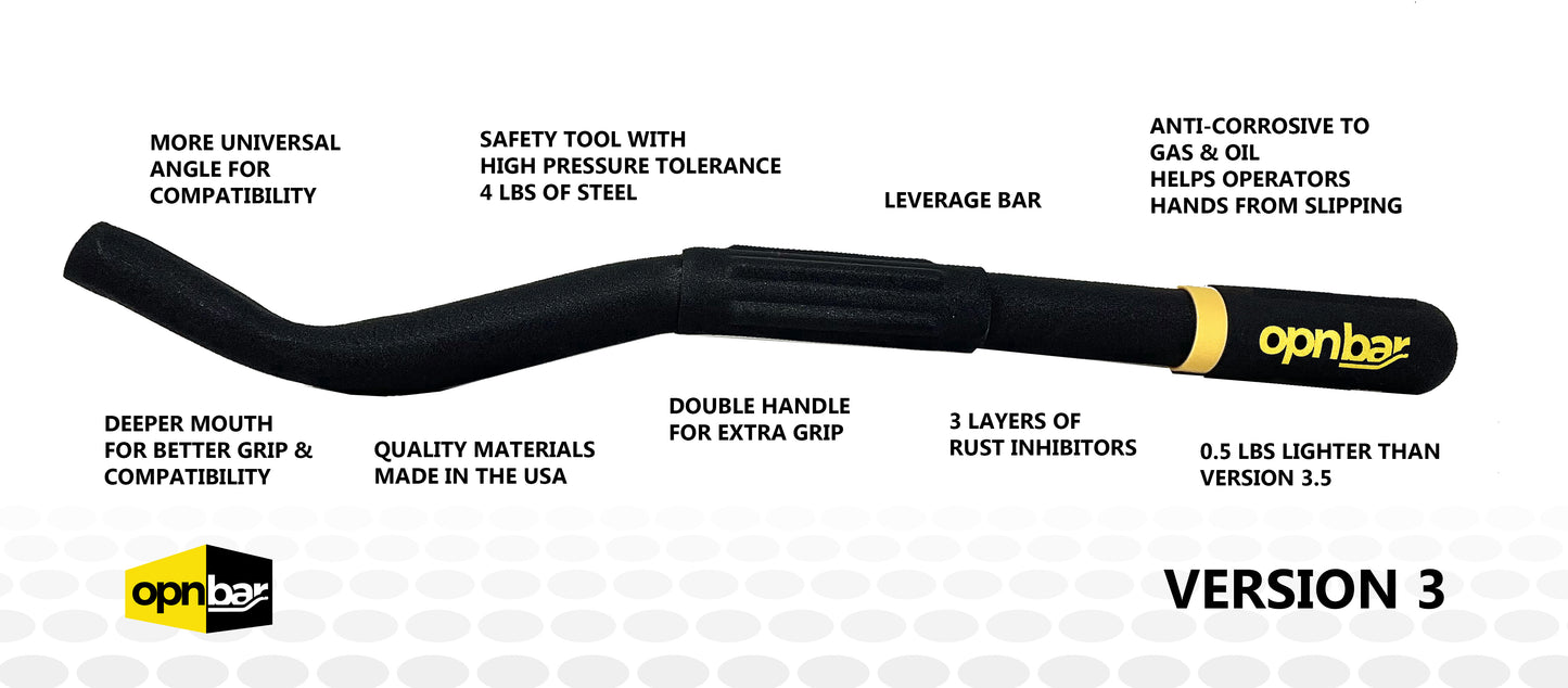 OPNBar Version 3 (1 Pack) Large & Deep Mouth Leverage Bar - for Shipping Container Doors - No 5th Wheel Release - Made in The USA by SCS International