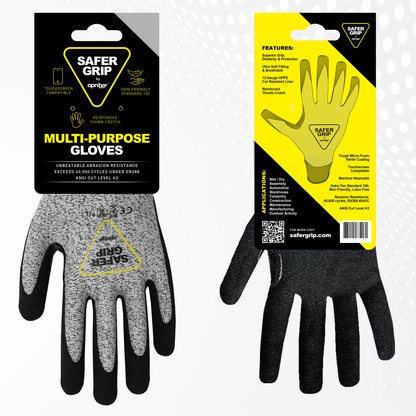 A3 Cut Resistant Truck Driver Gloves - Nitrile Coated Gloves with Touchscreen - Safer Grip by OPNBAR™ (2&12 Pack)