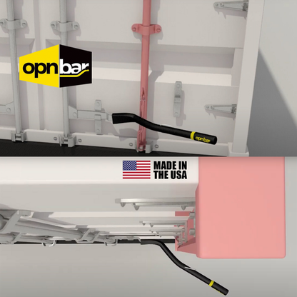 Shipping Container Leverage Bar - OPNBar Version 2 New Angle Bend with Fifth Wheel Release Hook