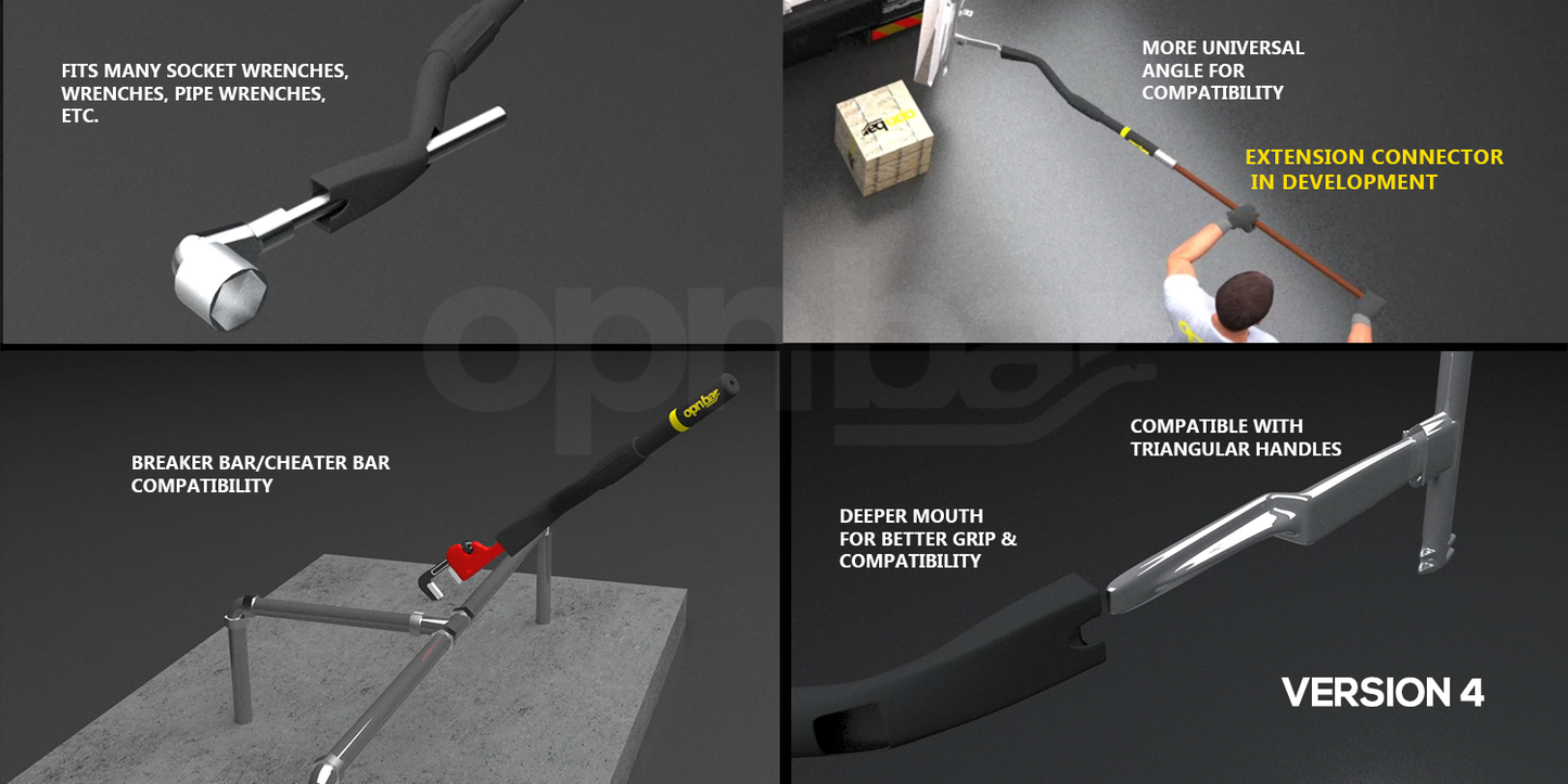 Cheater Bar with Detachable Extension (Long Handle Heavier Duty Version) - OPNBar Version 4