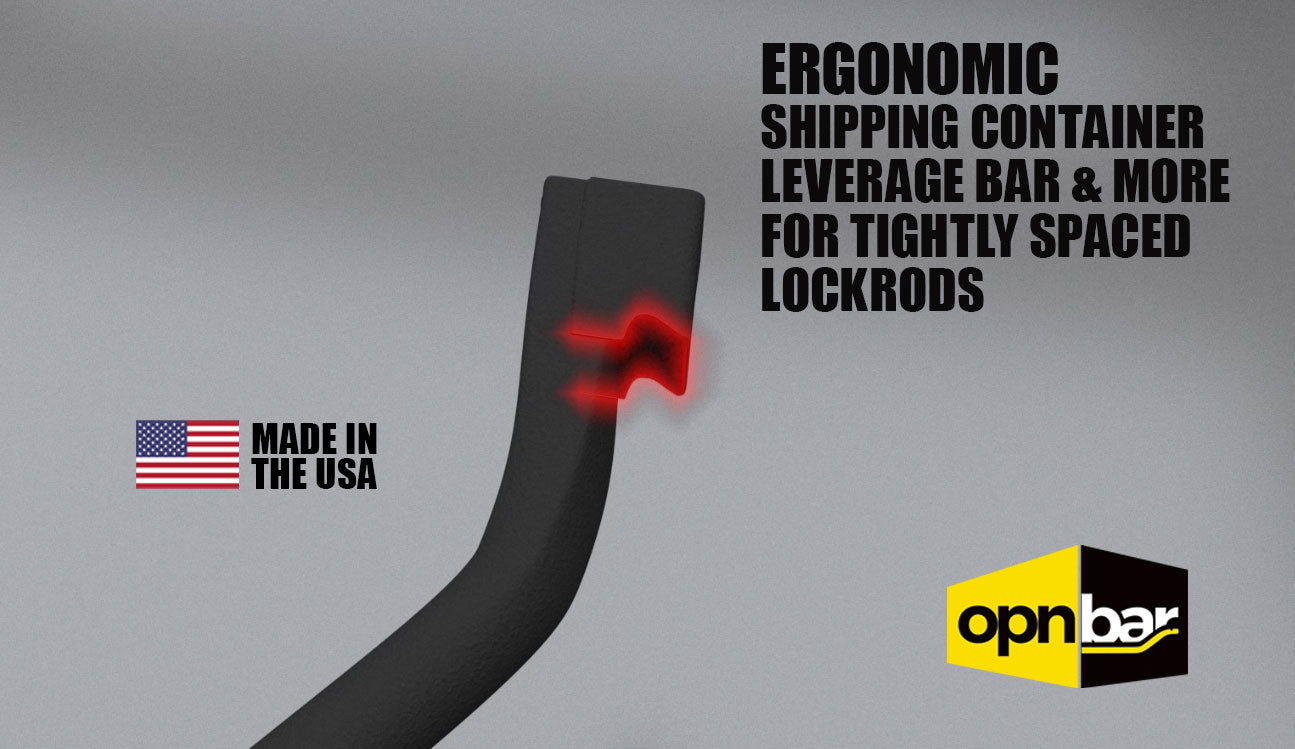 OPNBar Version 5 Large Mouth Leverage Bar – For Containers with Close Spaced Lockrods/Handles - Tight-Clearance Fit, 5th Wheel Hook, Made in USA