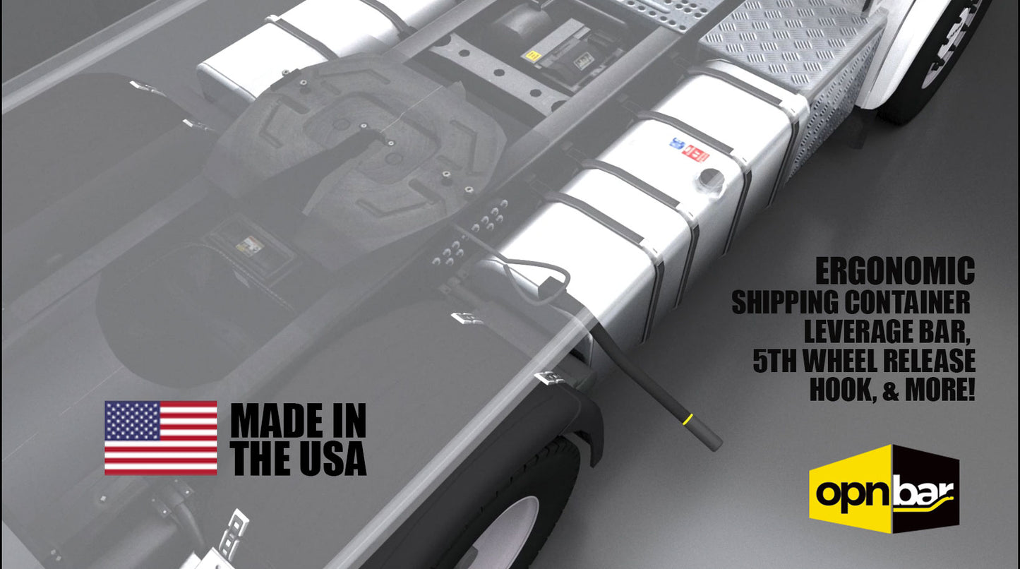 OPNBar Version 5 Large Mouth Leverage Bar – For Containers with Close Spaced Lockrods/Handles - Tight-Clearance Fit, 5th Wheel Hook, Made in USA