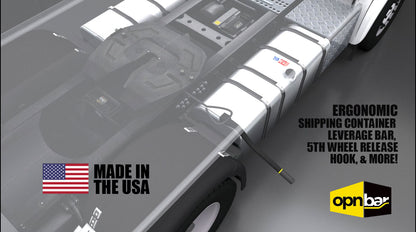 OPNBar Version 5 Large Mouth Leverage Bar – For Containers with Close Spaced Lockrods/Handles - Tight-Clearance Fit, 5th Wheel Hook, Made in USA