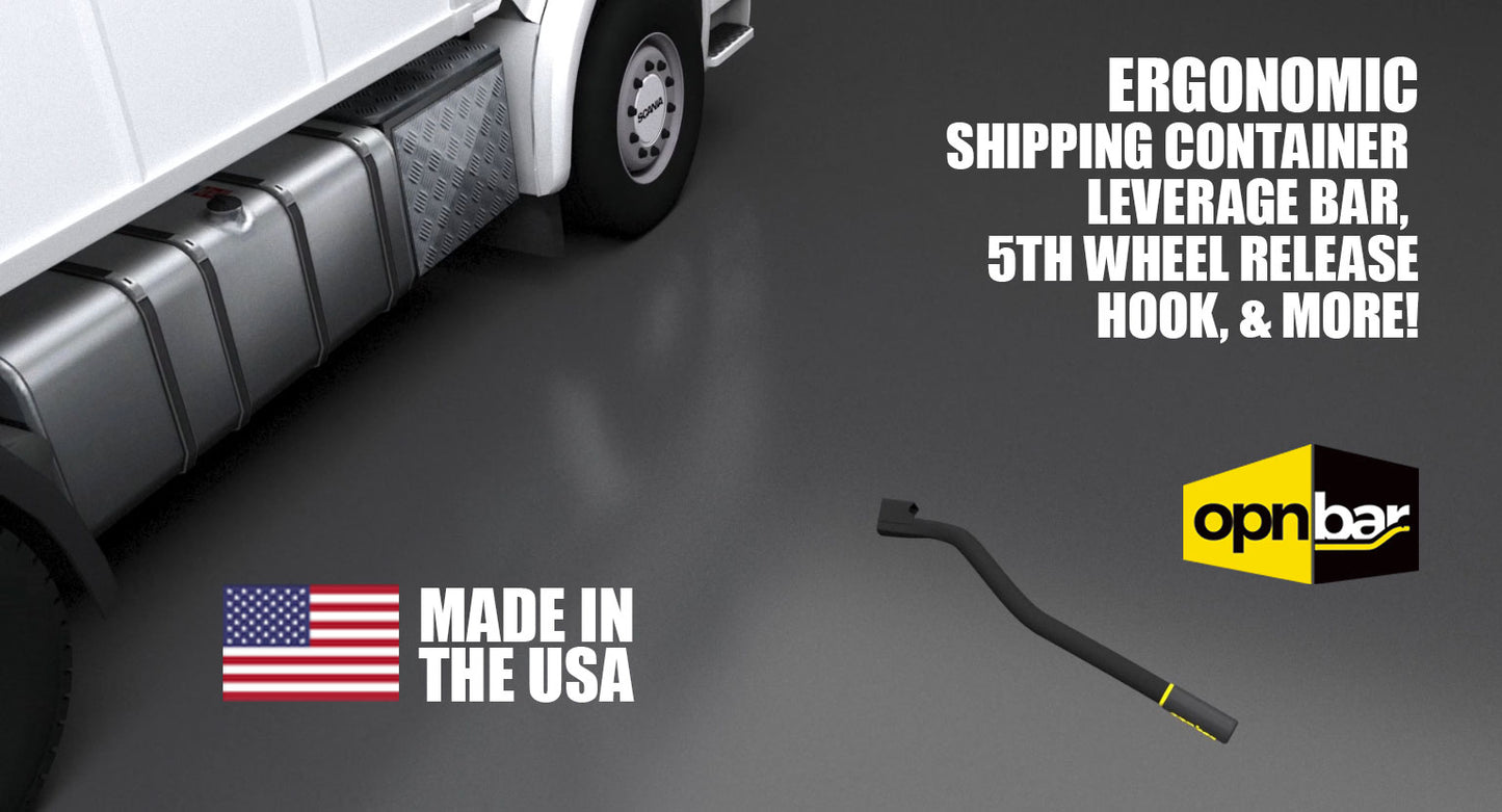 OPNBar Version 5 Large Mouth Leverage Bar – For Containers with Close Spaced Lockrods/Handles - Tight-Clearance Fit, 5th Wheel Hook, Made in USA