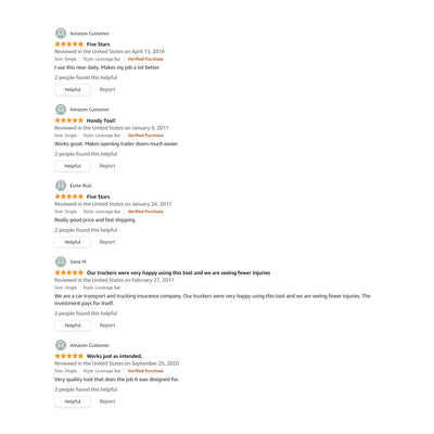 Five-star Amazon customer reviews of the OPNBar leverage bar