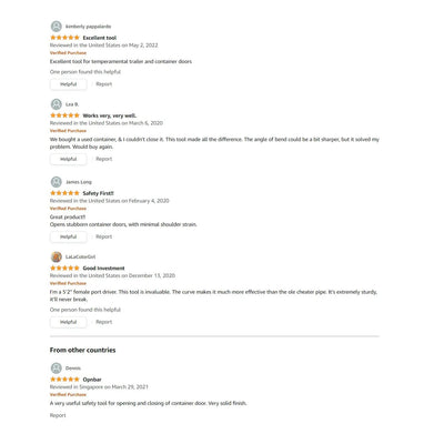 Amazon customer reviews of OPNBar for stubborn trailer and container doors