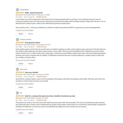 Amazon customer reviews of OPNBar for opening rusted container doors