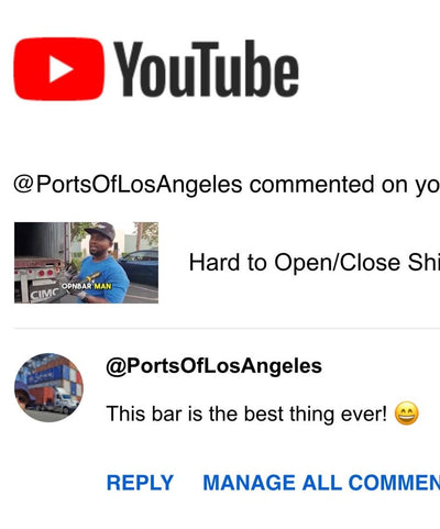 YouTube comment from @PortsOfLosAngeles on an OPNBar container door video
