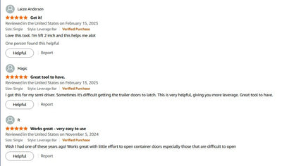 Amazon reviews of OPNBar for when a shipping container door is hard to open